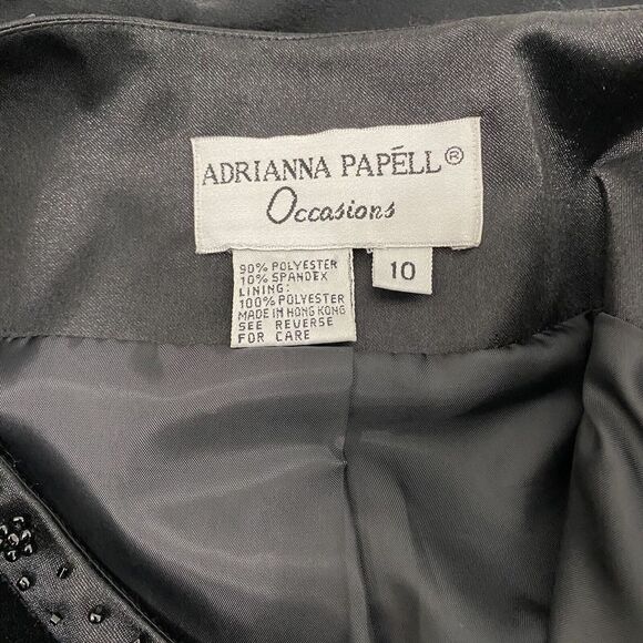 Adrianna Papell VTG Gorgeous Black Beaded Velvet Jacket With Satin Trims Size 10 - Picture 6 of 7